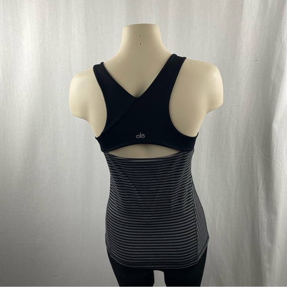 ALO Yoga Black and Grey Stripe Tank S - Picture 2 of 7